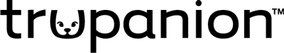 The image displays the Trupanion logo in lowercase black lettering, featuring a stylized paw print inside the letter "a," reminiscent of a caring vet's touch.