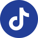 White musical note icon on a blue circle background, reminiscent of the TikTok logo, seamlessly merges modern rhythm with a touch of creativity that even a veterinarian might appreciate during their downtime.